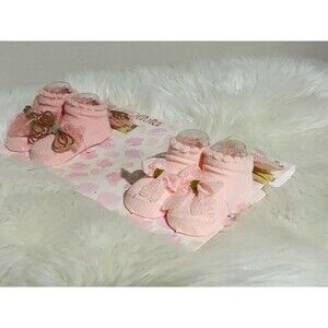 Ava Olivia Baby Girl Gift Set: Pink Socks/Booties and Headbands with Bow